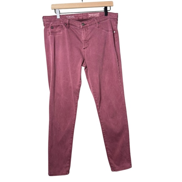 AG Adriano Goldschmied The Abbey Mid Rise Super Skinny Ankle Jeans 32R Dark Red - Picture 1 of 16